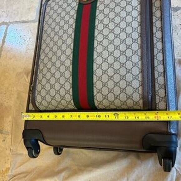 Gucci Savoy medium trolley suitcase, beige/Ebony GG Supreme canvas, Leather NWT - Picture 6 of 16